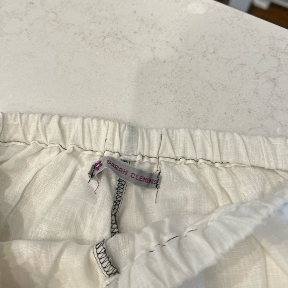 Sarah Clemens Custom Linen Black White Ivory Ruffle Flower Bloomers and Top Set - Picture 7 of 10